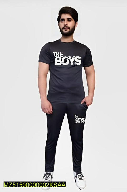 2 Pcs Men's Micro Printed Track Suit